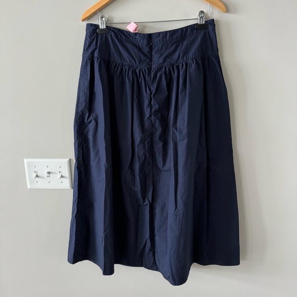 Banana Republic Midi Double-Lined Poplin Skirt with Slit - Navy Blue - Picture 3 of 7